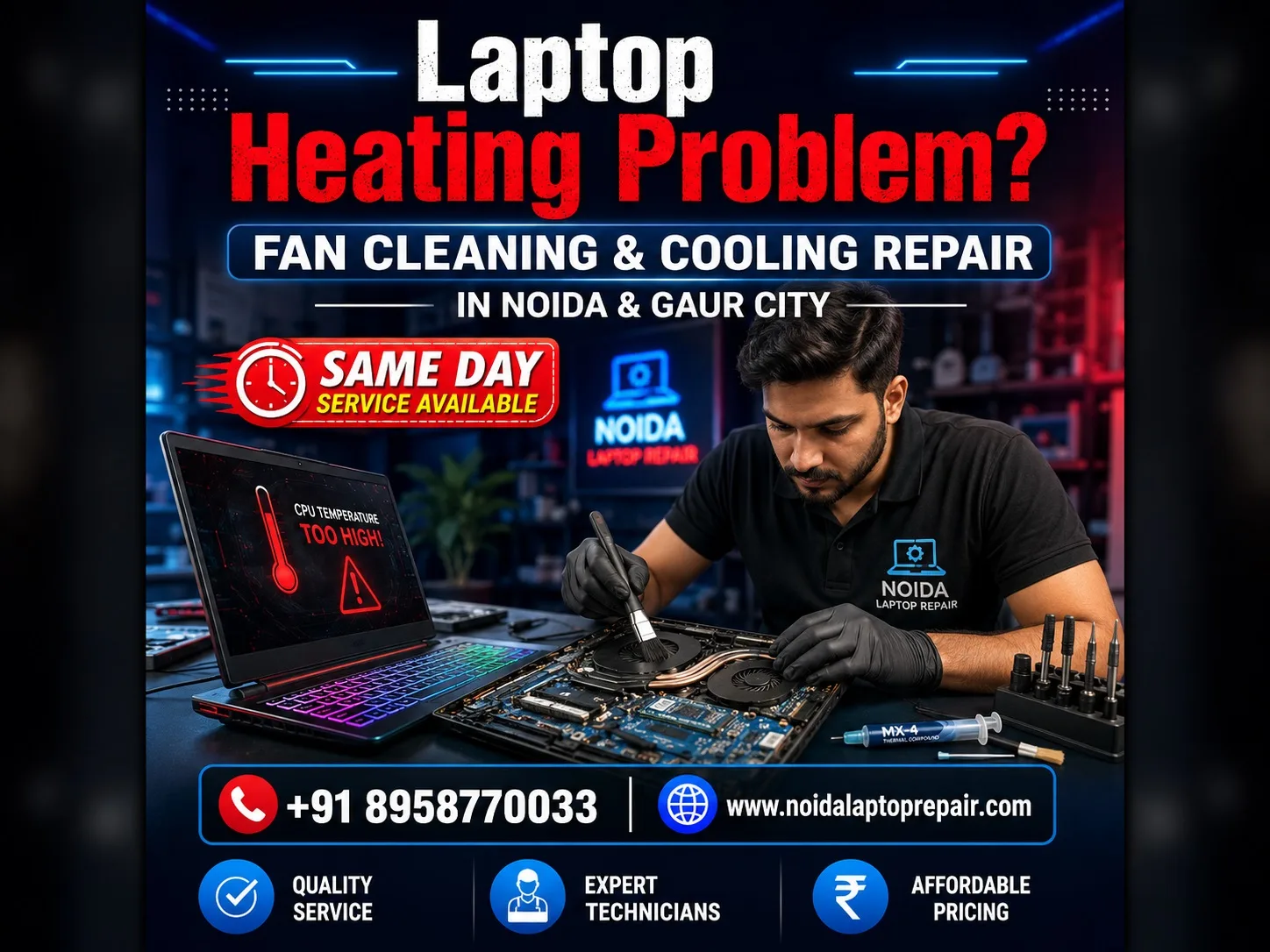 Laptop heating problem repair service in Noida