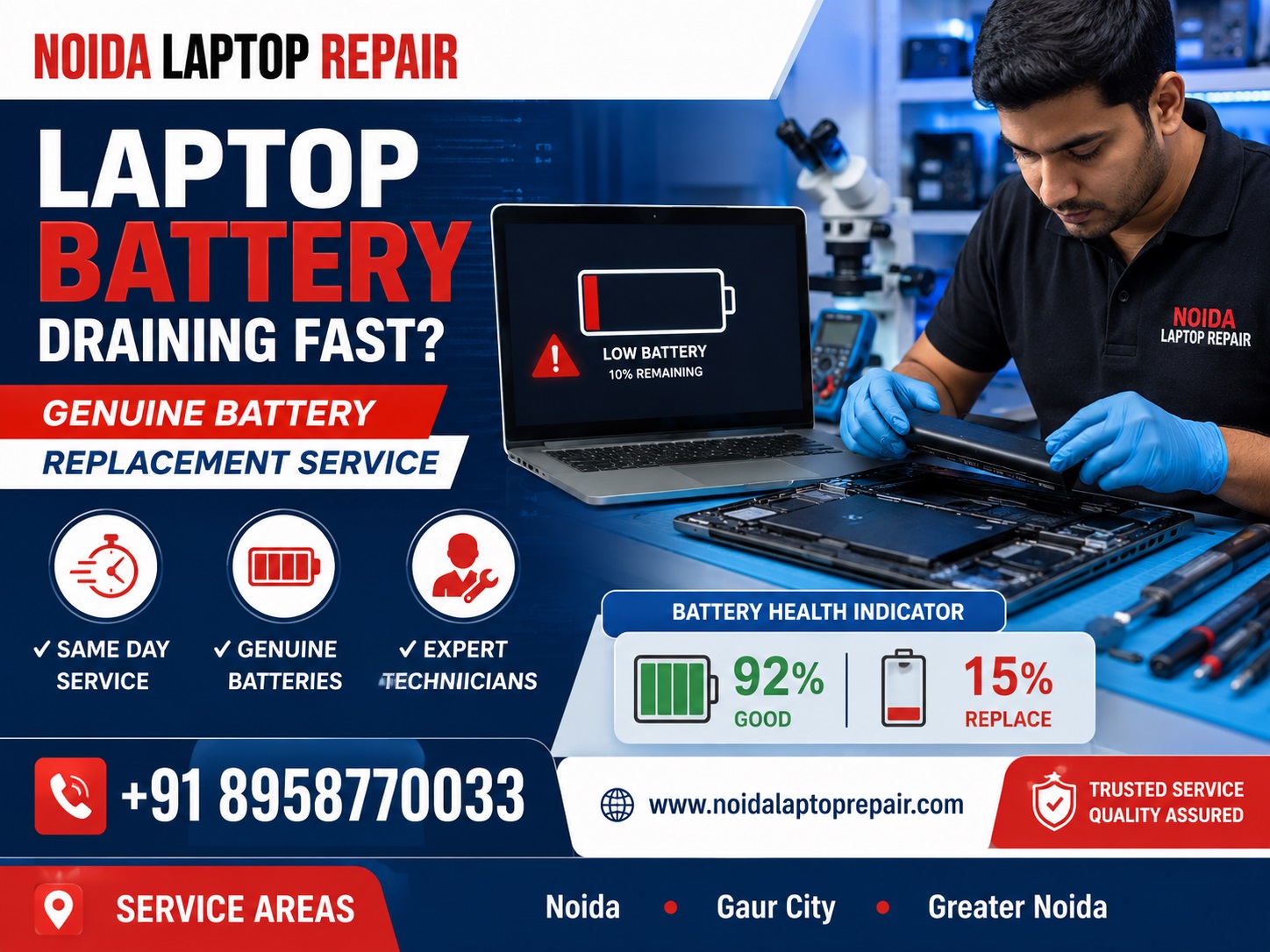Professional Laptop Battery Replacement Service in Noida and Gaur City
