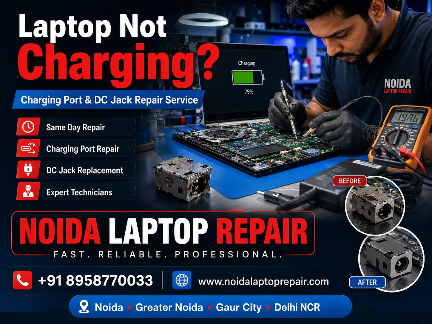 Laptop Charging Port Repair Service in Noida