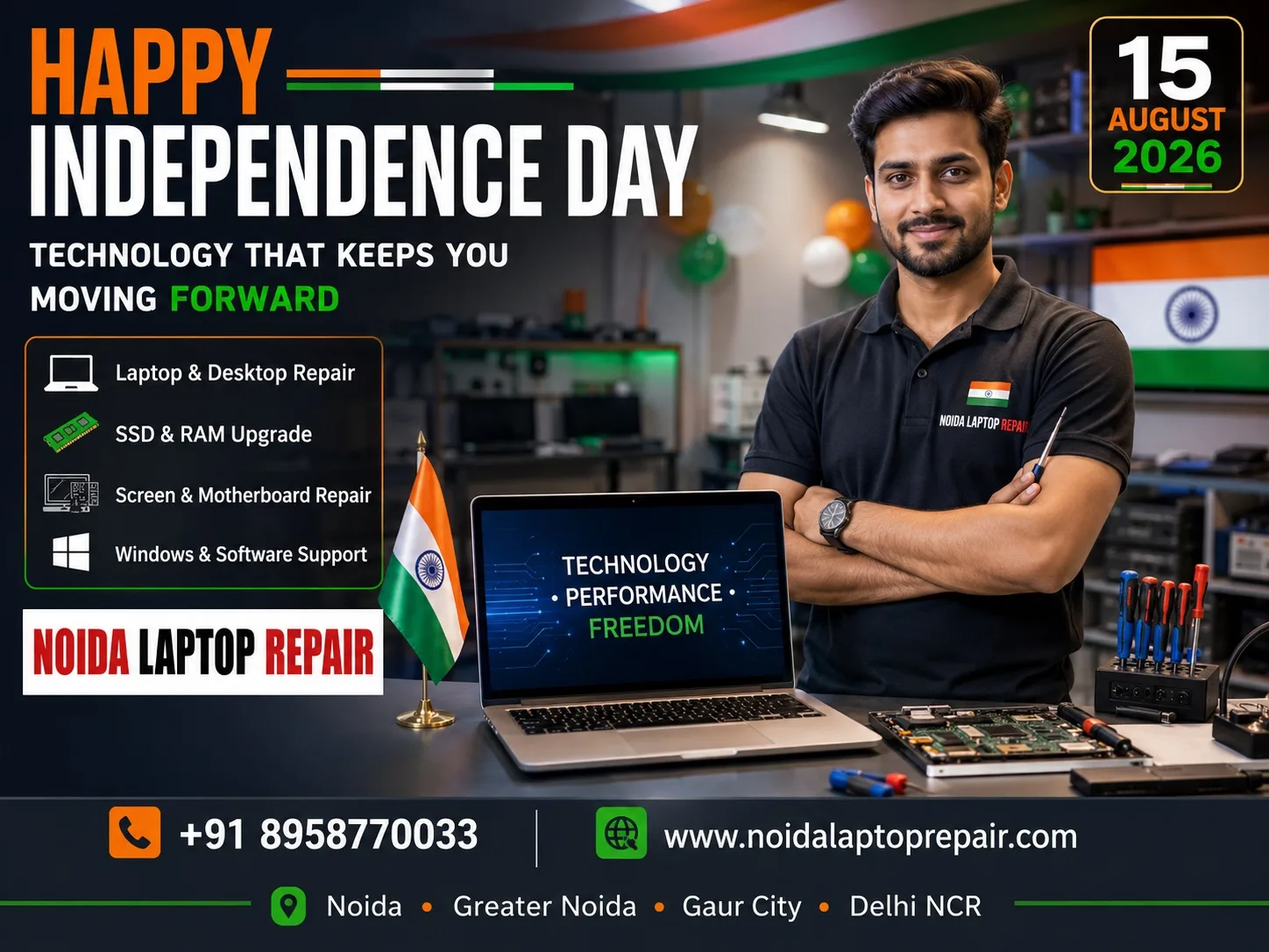Independence Day 2026 laptop repair service in Noida